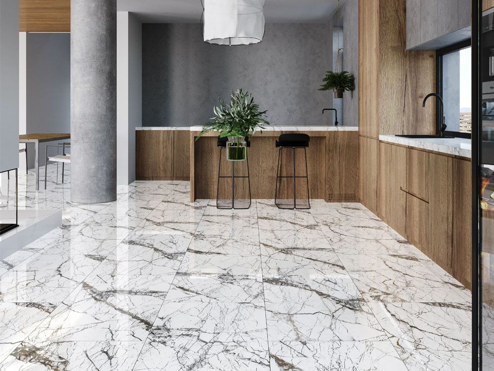 Gresie tip marmura, SG Pole Full Lap 1. 60X120, rectificata, portelanata, alb, finisaj lucios, 2.17mp/cut [6]