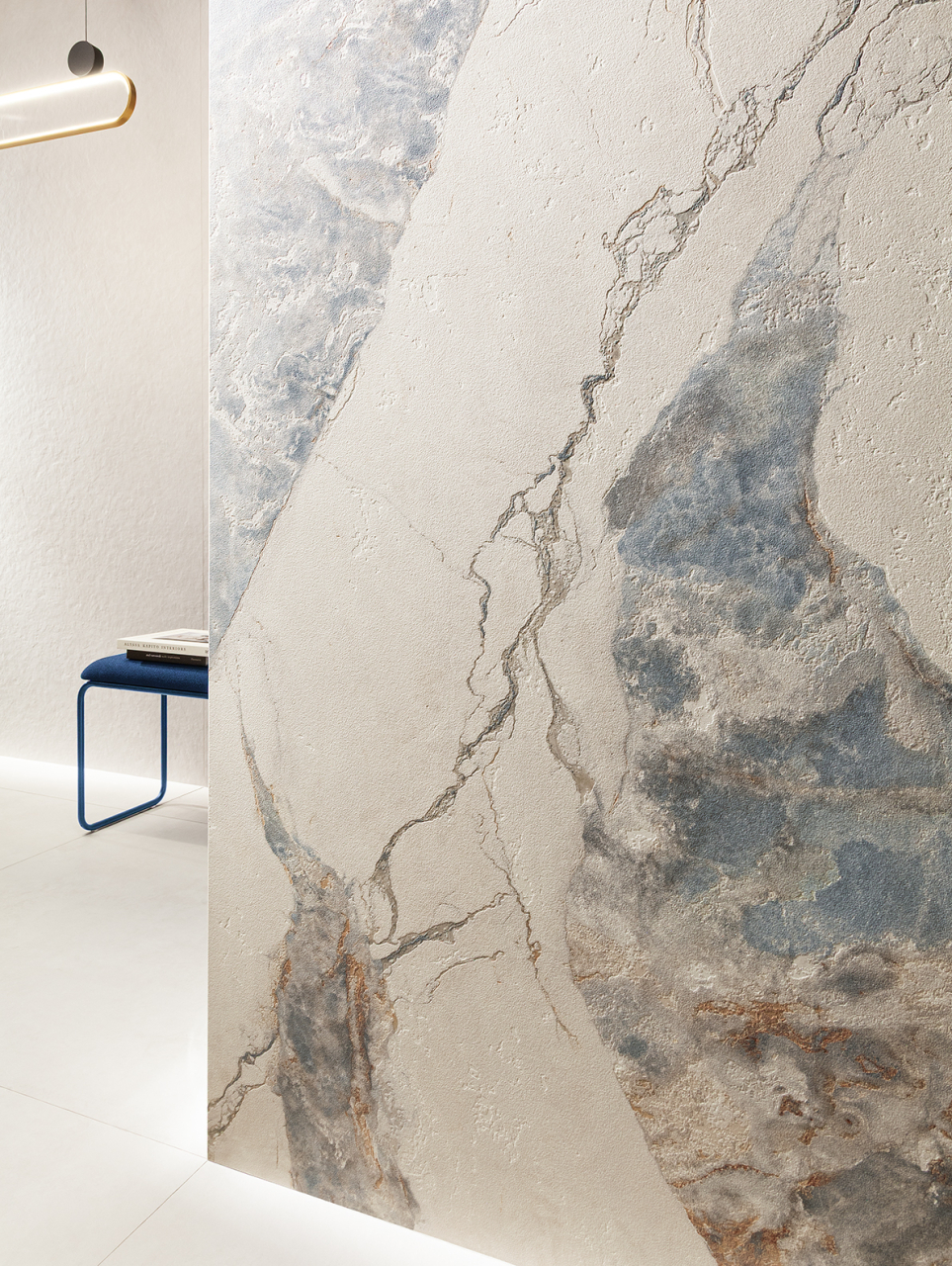 Gresie tip marmura River Crown 59.8x119.8, alb/albastru, finisaj mat [3]