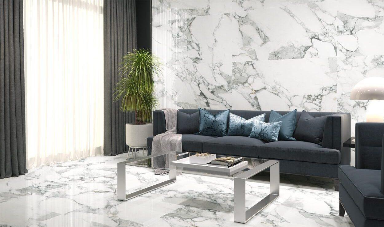 Lastra - Gresie portelanata XXL rectificata tip marmura Corchia, 120x260 cm, alb, finisaj lucios [2]