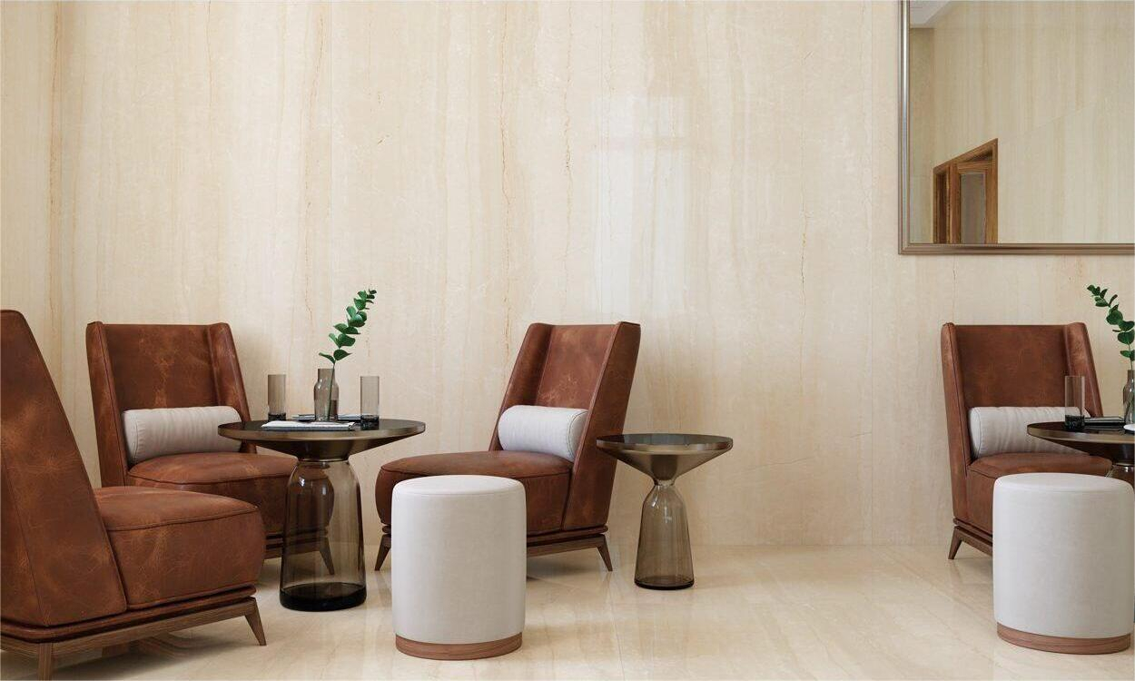 Lastra - Gresie portelanata XXL rectificata tip marmura Kontempo Cream, 120x260 cm, crem, finisaj lucios [2]