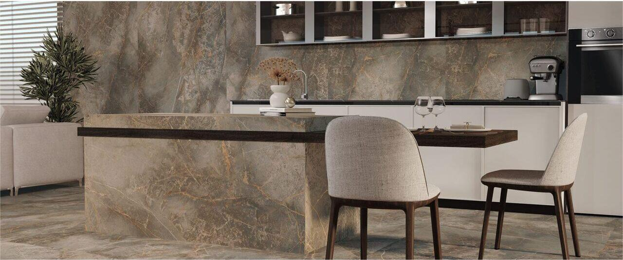 Lastra - Gresie portelanata XXL rectificata tip marmura Manhattan Earth Natural, 120x260 cm, maro, finisaj mat [2]