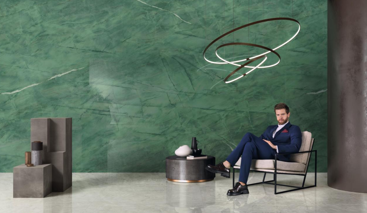 Lastra - Gresie portelanata XXL tip marmura Marvel Gala Exotic Green AGX4, 120x278 cm, verde, finisaj lucios [4]