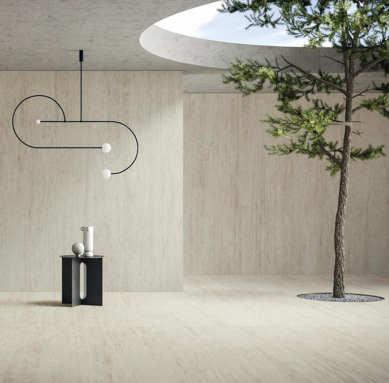 Lastra - Gresie portelanata XXL tip travertin Marvel Travertine White Vein AJK5, 120x278 cm, alb, mat [4]