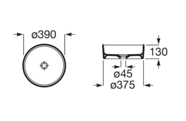 Lavoar pe blat Terra 390mm, A32787N080, negru, mat [2]
