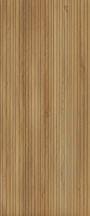 Panou de perete tip riflaj, SPC Fluted Oak Burbon WMSLS 208, 117.5x280 cm, maro [2]