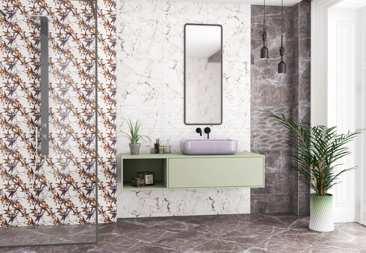 Piesa decorativa rectificata, Marquina Vine White 4885, 30X60cm, alb [3]