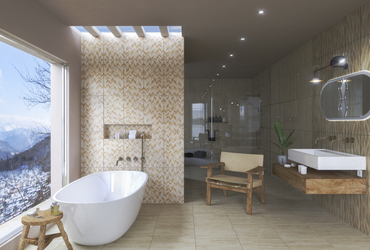 Piesa decorativa rectificata, Trevi Chevron Brown 4950, 30X60 cm, maro [4]