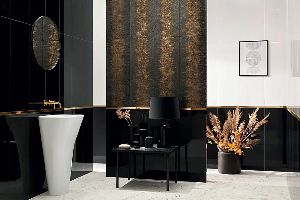 Piesa decorativa texturata Stardust Black, 89.8x32.8, negru, finisaj lucios [3]