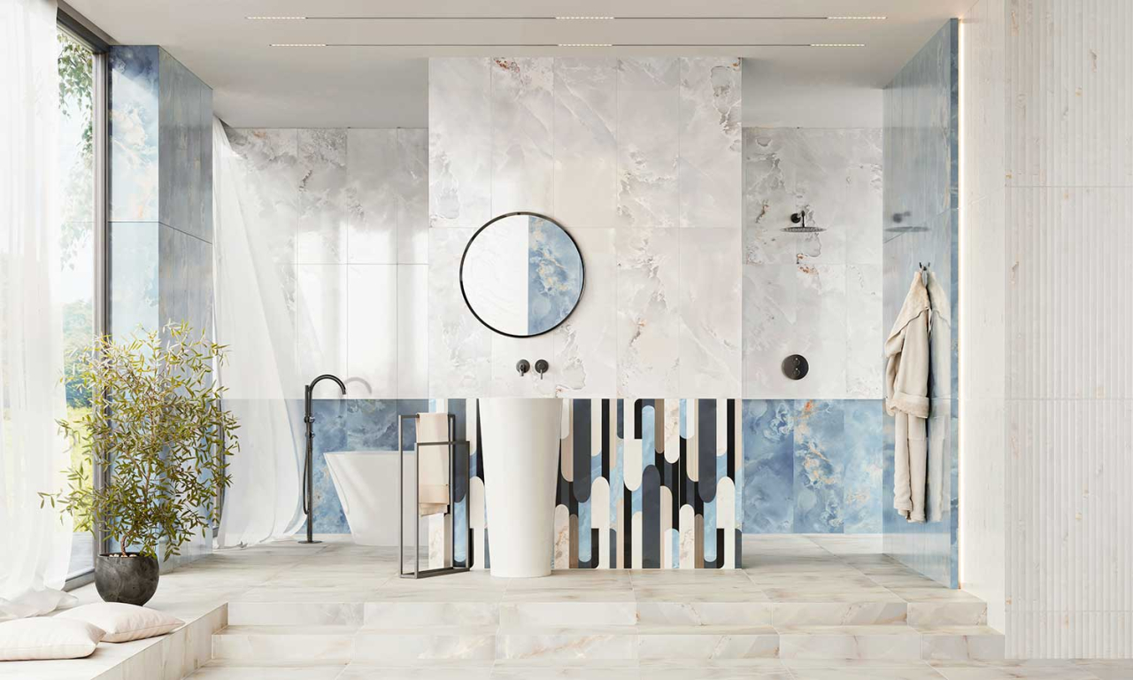 Piesa decorativa Vero Geo Gloss, 89.8x32.8, albastru, finisaj lucios [3]