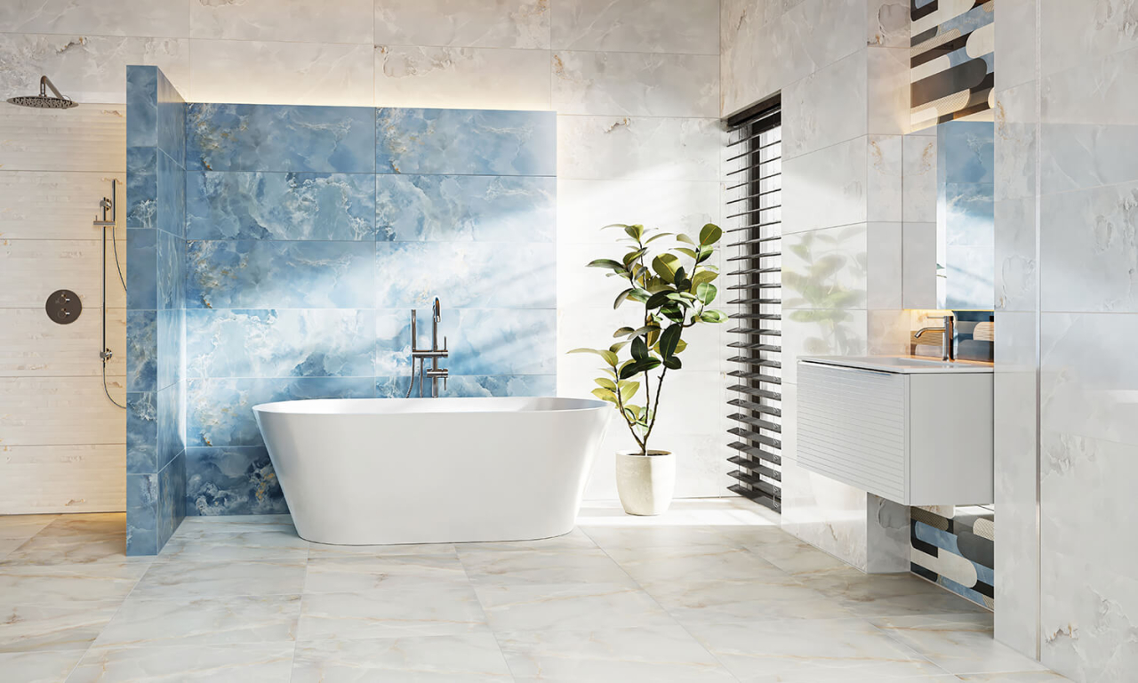 Piesa decorativa Vero Geo Gloss, 89.8x32.8, albastru, finisaj lucios [4]