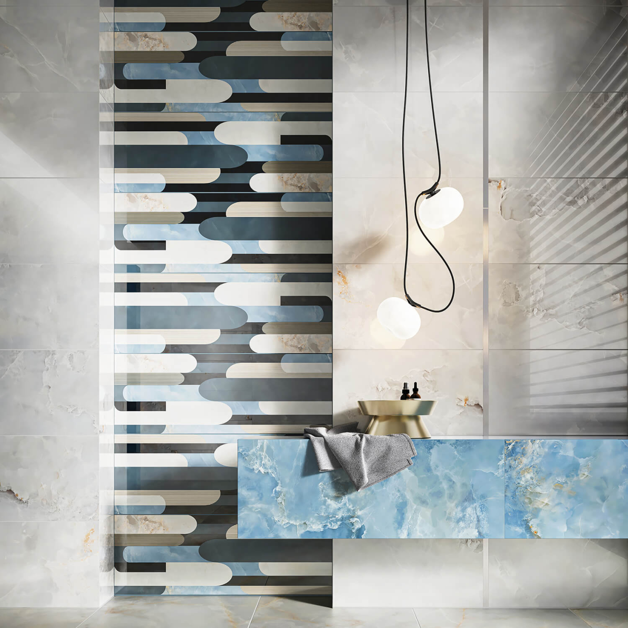 Piesa decorativa Vero Geo Gloss, 89.8x32.8, albastru, finisaj lucios [2]