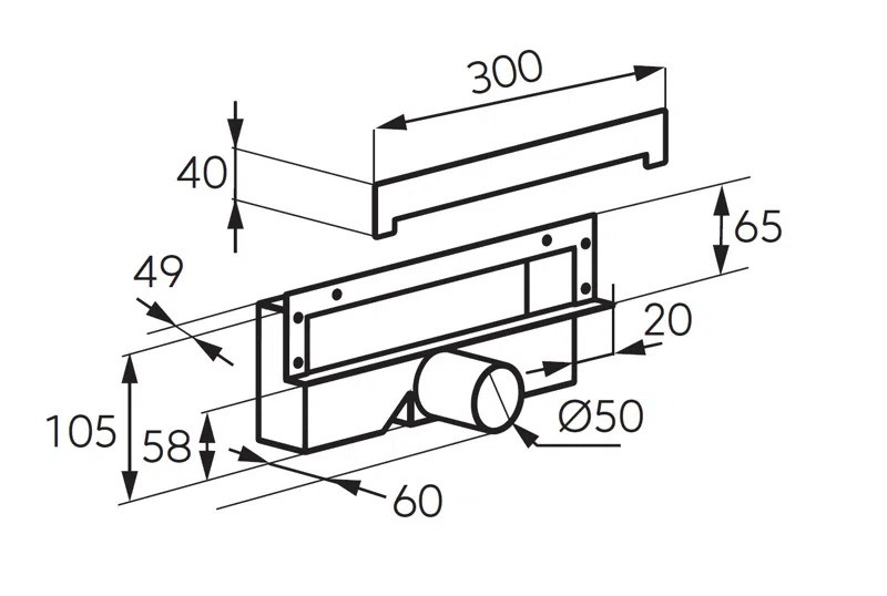 Rigolă duș încastrată din otel inoxidabil, 300 mm, crom OLWS1 [2]