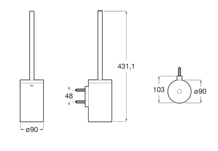 Suport perie WC Hotels, montat pe perete, A817587C40, negru, mat [3]