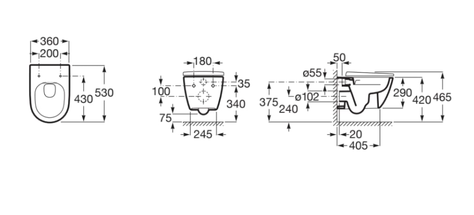 Vas WC Ona suspendat Rimless A346687000, alb [6]