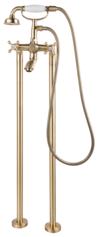 Baterii baie - Baterie cada freestanding cu accesorii, LACRIMA, FD1-LRA-11F-66, auriu periat