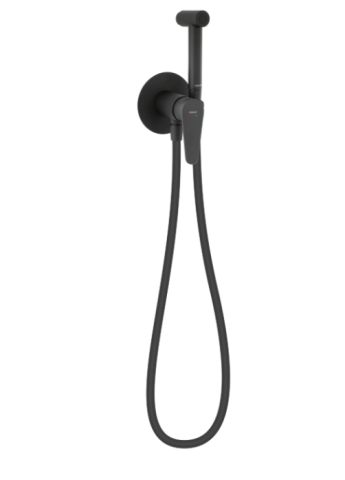 Dus igienic - Baterie încastrată bideu, cu accesorii Algeo, negru BAG66PBL