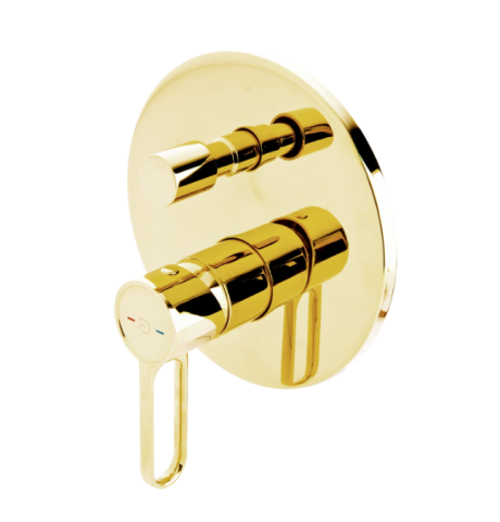 Sanitare - Baterie incastrata cada/dus cu doua iesiri, ZAFFIRO, FD1-ZFR-7P-55, auriu