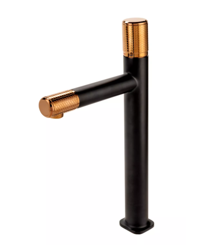 Sanitare - Baterie incastrata lavoar ARDESIA, FD1-ARD-3PA-25, negru-roz auriu