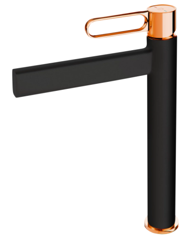 Sanitare - Baterie stativa lavoar inalta ZAFFIRO, FD1-ZFR-2L-25, negru-roz auriu