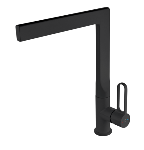 Sanitare - Baterie stativa spalator cu pipa inalta, ZAFFIRO, FD1-ZFR-4-22, negru, mat