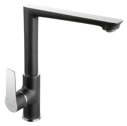 Sanitare - Baterie stativa bucatarie cu pipa inalta, mobila, Adore Black, negru/crom BDR4BLC