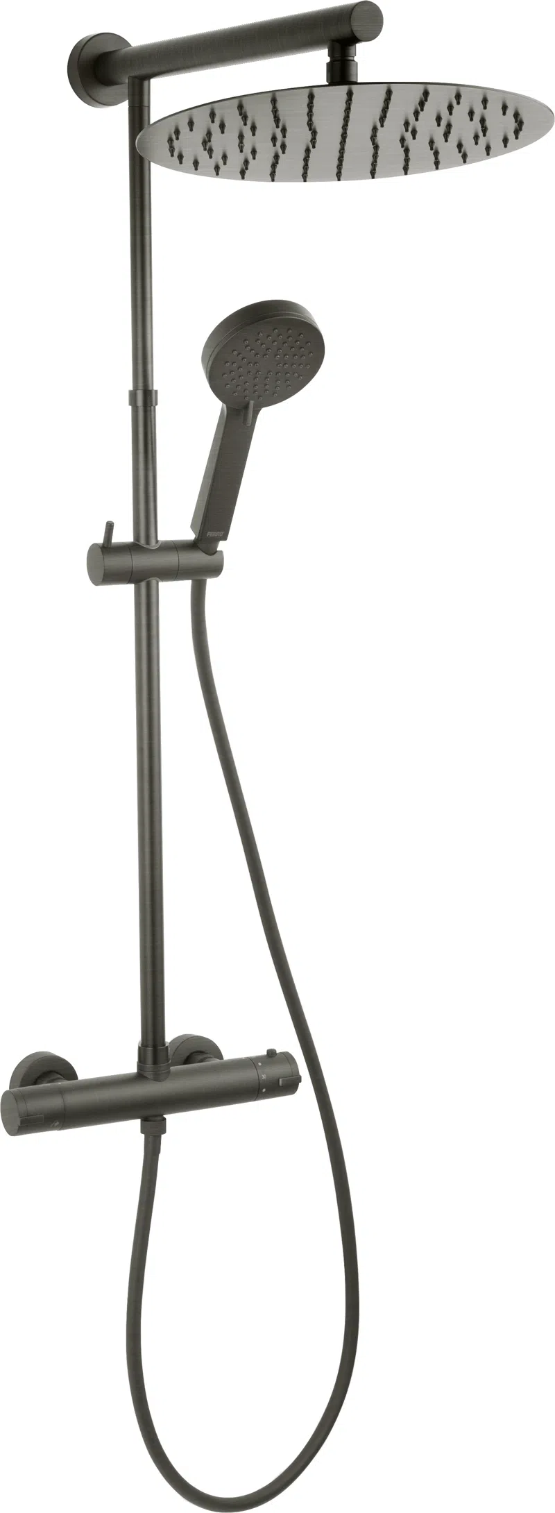 Sisteme de dus - Sistem de duș cu baterie termostatată, Trevi Gun Metal, negru, NP75-TRV7U-GM