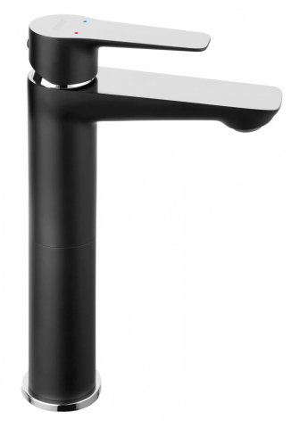 Sanitare - Baterie stativa pentru lavoar inalt Adore Black, negru/crom BDR2LBLC