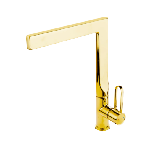 Sanitare - Baterie stativa spalator cu pipa inalta, ZAFFIRO, FD1-ZFR-4-55, auriu