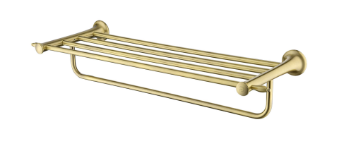 Accesorii - Suport prosoape cu portprosop, LACRIMA, FD6-LRA-66-66, auriu periat