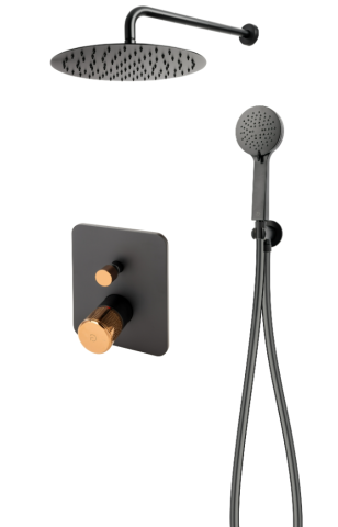 Sisteme de dus - Sistem dus incastrat 6 in 1, ARDESIA, FD1-ARD-7PSET1-25, negru