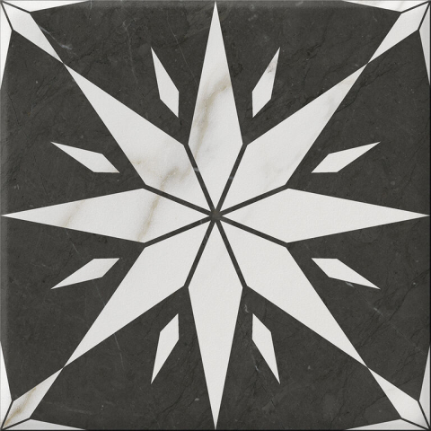 Brick & More - Gresie/Faianta portelanata Ursino Star Mate 20x20, alb-negru, finisaj mat