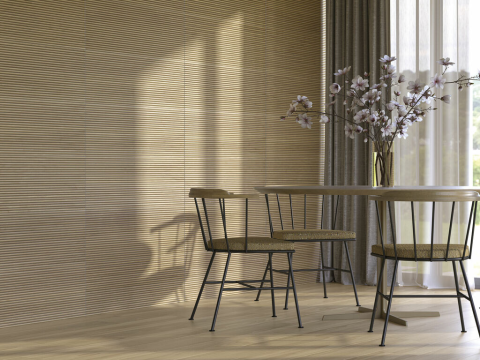 Faianta portelanata tip riflaj, Kie Oak Mate, 30x90 cm, bej, finisaj mat [1]