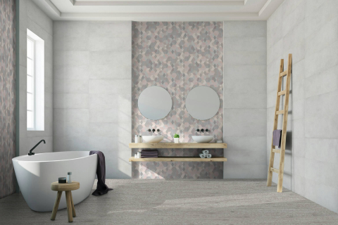 Faianta rectificata tip ciment, London Blanco 30x90 cm, alb, finisaj mat [5]