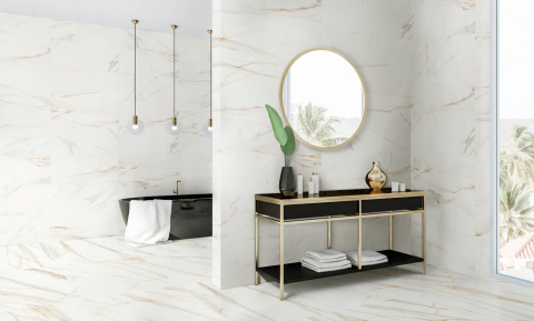 Faianta rectificata tip marmura, Ardenza Mat 30x90 cm, alb, finisaj mat [6]