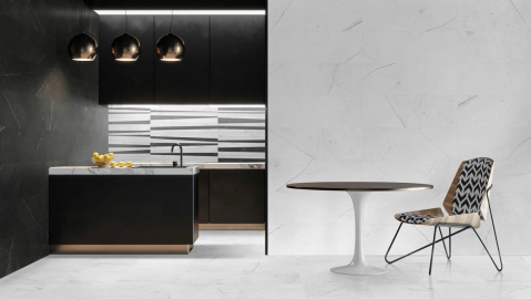 Faianta rectificata tip marmura, Vernazza Doria 30x90 cm, alb-negru, finisaj mat [3]