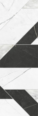Faianta - Faianta rectificata tip marmura, Vernazza Regio 30x90 cm, alb-negru, finisaj mat