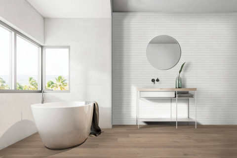 Faianta rectificata tip piatra, Tarento Decor Eye Blanco 30x90 cm, alb, finisaj mat [3]