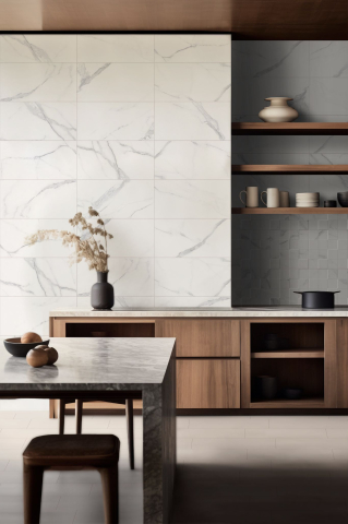 Faianta tip marmura, Livorno Gris 30x60 cm, alb, finisaj lucios [4]