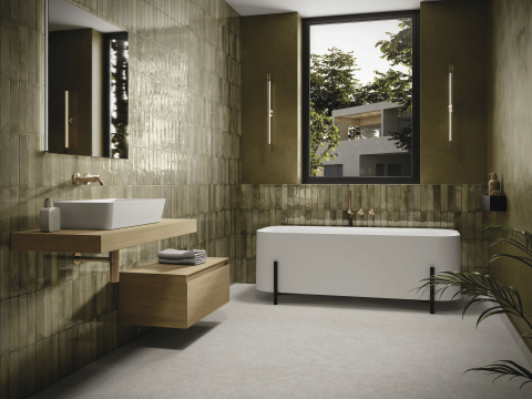 Faianta portelanata, Feel Olive Brillo, 6x25 cm, verde, finisaj mat  [1]