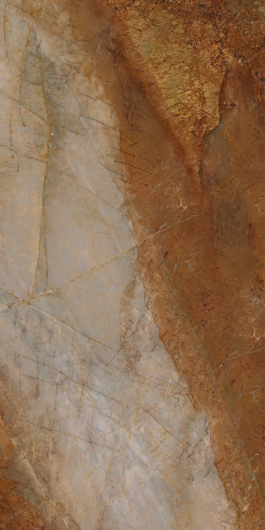 Gresie exterior - Gresie rectificata tip marmura Abstract Rust 59.8x119.8, caramiziu, finisaj lucios