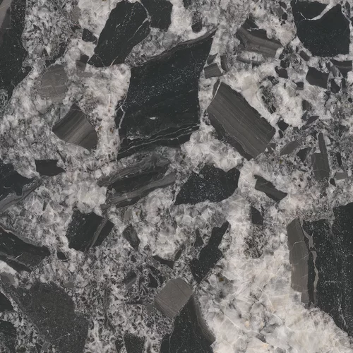 Gresie exterior - Gresie rectificata tip piatra Grand Cathedral Naturale 119.8 x 119.8, alb-negru, finisaj semilucios