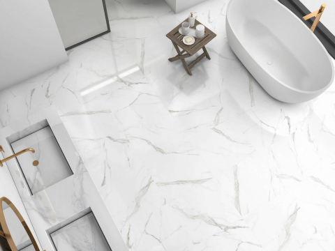 Gresie rectificata tip marmura, Livorno Gris 59.6x59.6 cm, alb, finisaj lucios [4]