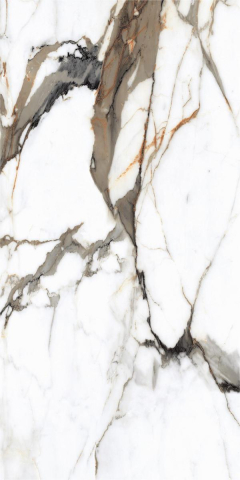 Gresie interior - Gresie tip marmura, Himalaya Brown HIM1 60X120 cm, alb, maro, finisaj lucios