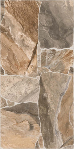 Gresie interior - Gresie tip piatra, Riverstone Brown 3692 30x60 cm, portelanata, maro, finisaj mat