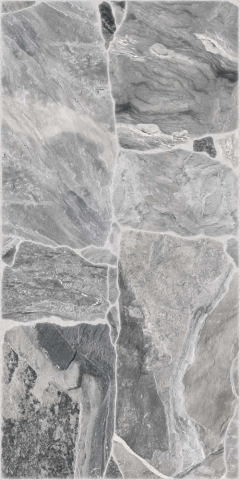 Gresie interior - Gresie tip piatra, Riverstone Grey 3694 30x60 cm, portelanata, gri, finisaj mat