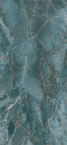 Gresie XXL - Lastre - Lastra - Gresie portelanata XXL rectificata tip marmura Manhattan Ocean, 120x260 cm, albastru, finisaj lucios