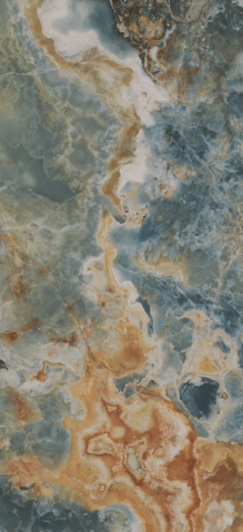 Gresie XXL - Lastre - Lastra - Gresie portelanata XXL rectificata tip marmura Reef, 120x260 cm, albastru, galben, finisaj lucios