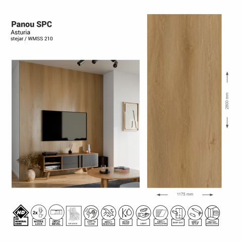 Panouri SPC - Panou de perete SPC Fluted Oak Asturia WMSS 210, 117.5x280 cm, maro