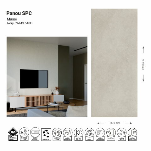 Panouri SPC - Panou de perete SPC Massi Raw Concrete Ivory WM 540, 117.5x280 cm, bej