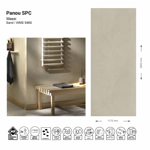 Panouri SPC - Panou de perete SPC Massi Sand WMS 546S, 120x60 cm, bej